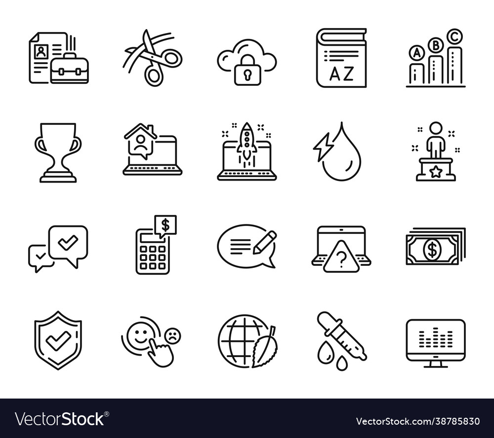 Set scissors approve and payment line Vector Image Set scissors approve and payment line