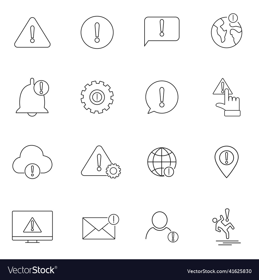 Simple set of warnings related line icons Vector Image Simple set of warnings related line icons