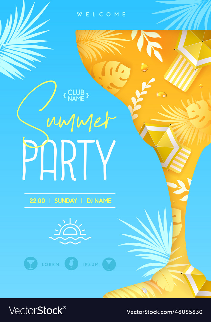 Summer disco cocktail party poster Royalty Free Vector Image