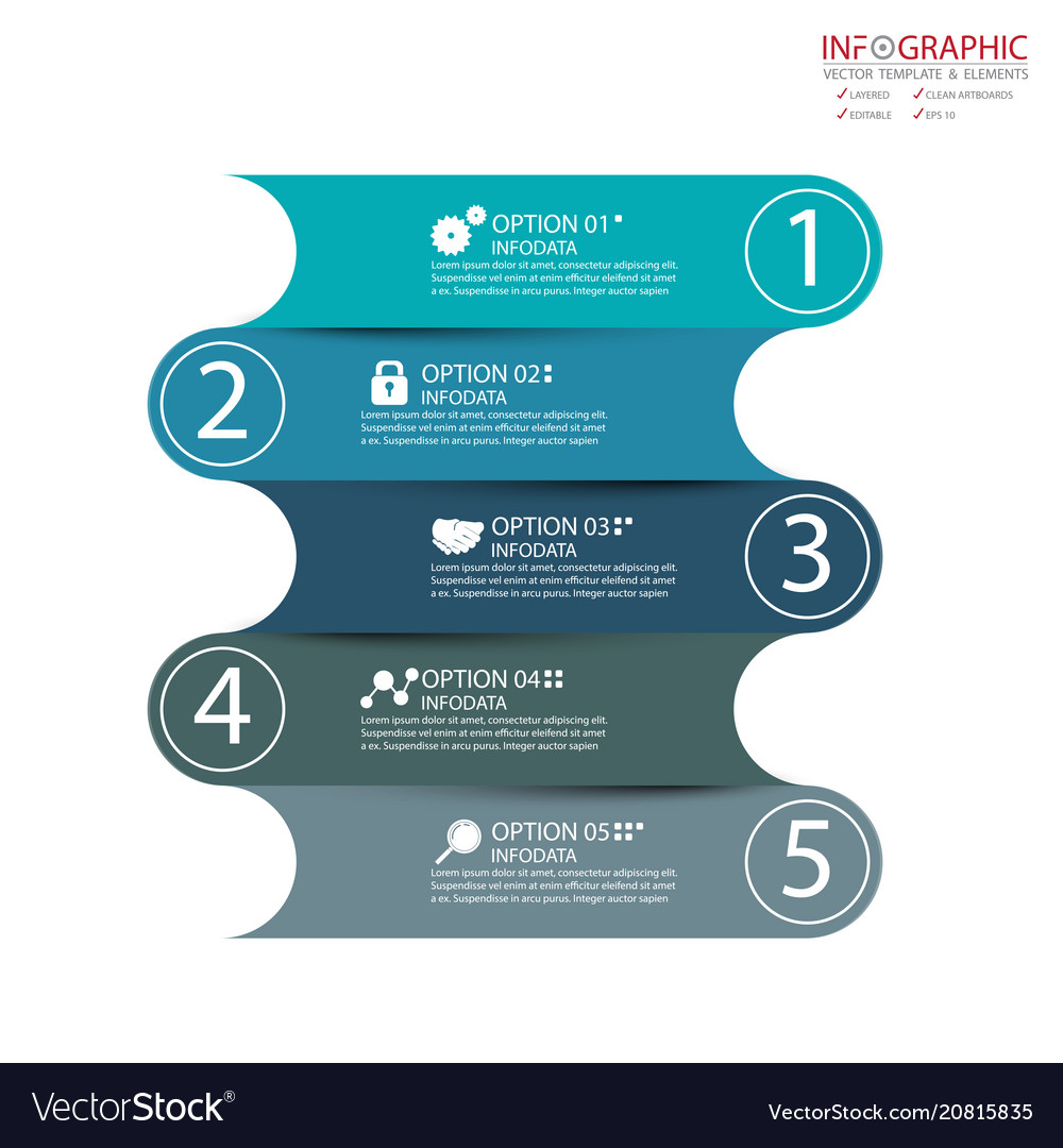 Abstract element infographics 5 option design vector image Abstract element infographics 5 option design