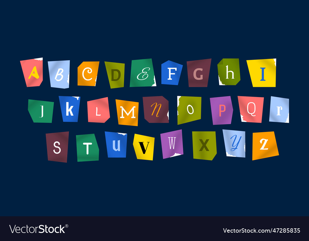 Cartoon color sliced letters different style Vector Image