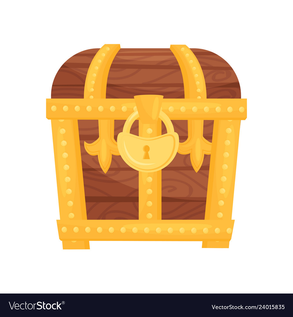 Locked pirate treasure chests with golden lock Vector Image