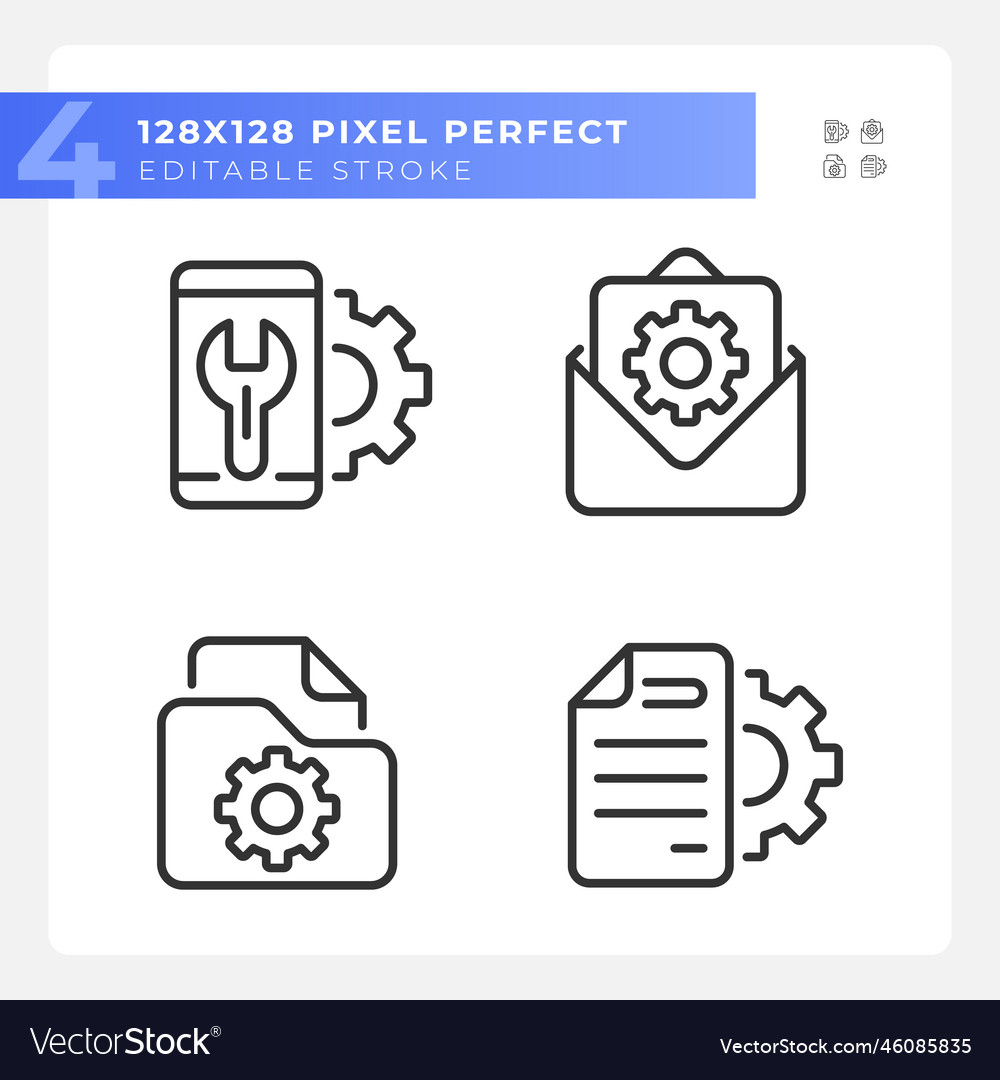 Configuration pixel perfect gradient linear icons vector image Configuration pixel perfect gradient linear icons