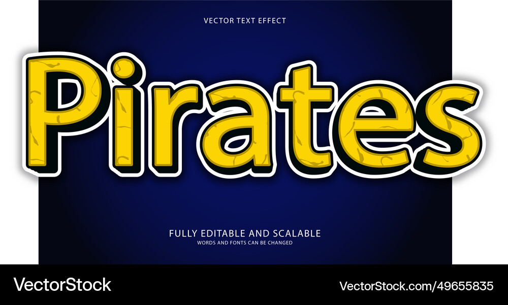 Editable text effect pirates style Royalty Free Vector Image