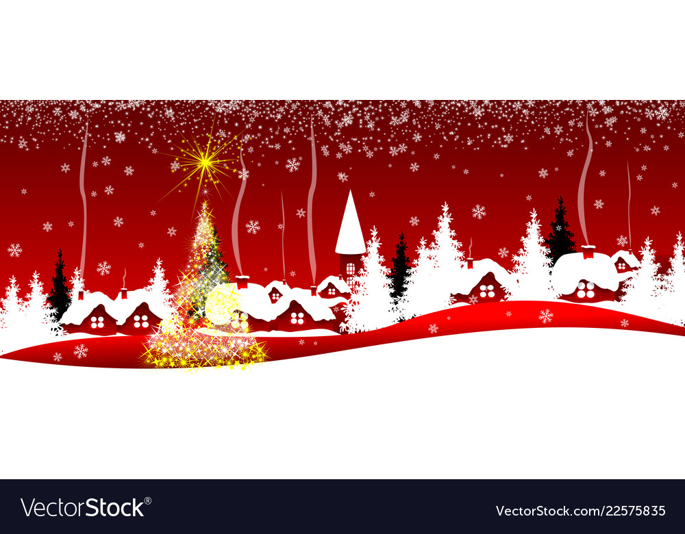 Glow of the christmas star over village