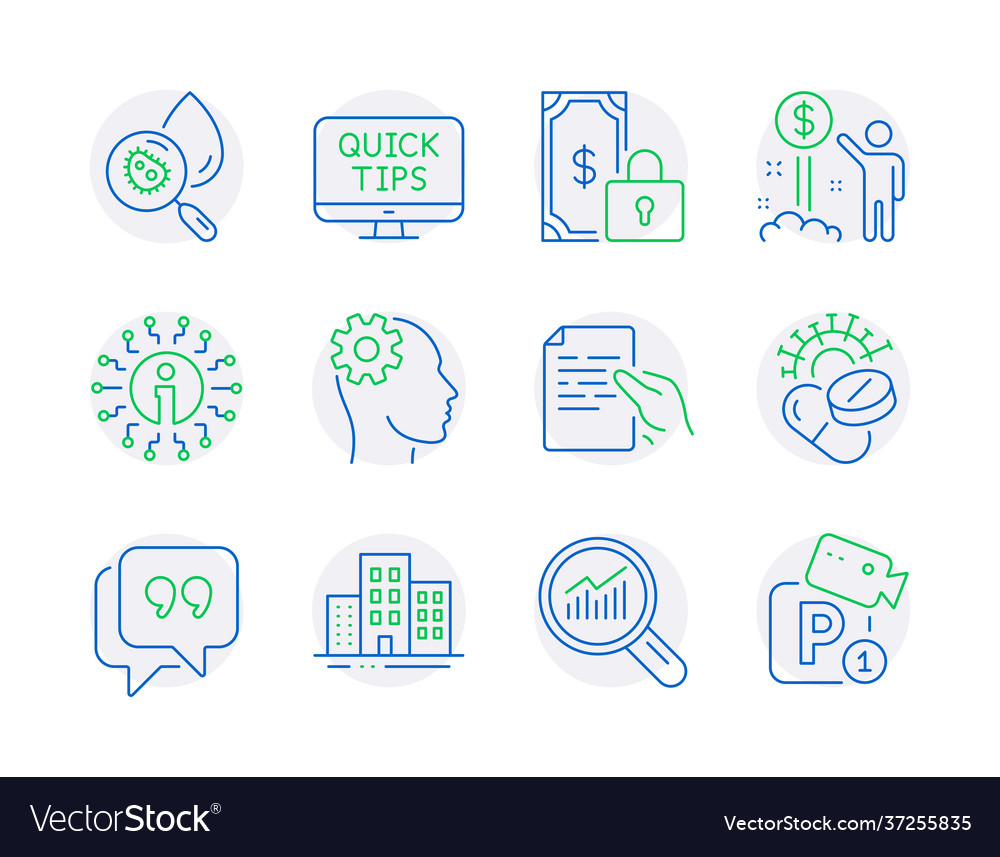 Line icons set included icon as data analysis