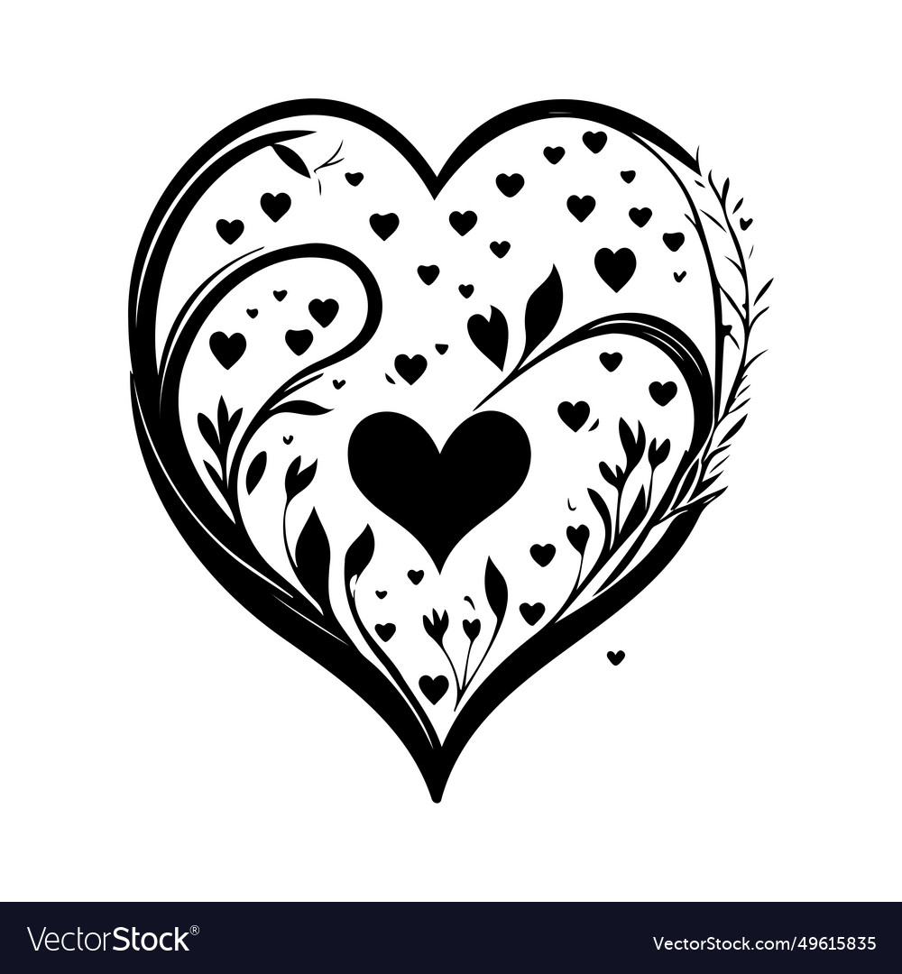 Love heart icon hand draw black valentine logo Vector Image