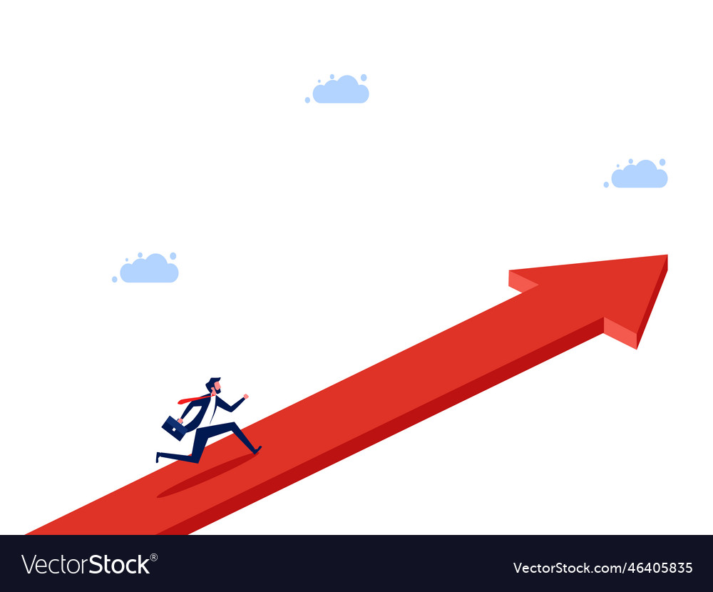 Man follows an arrow pointing forward career Vector Image Man follows an arrow pointing forward career