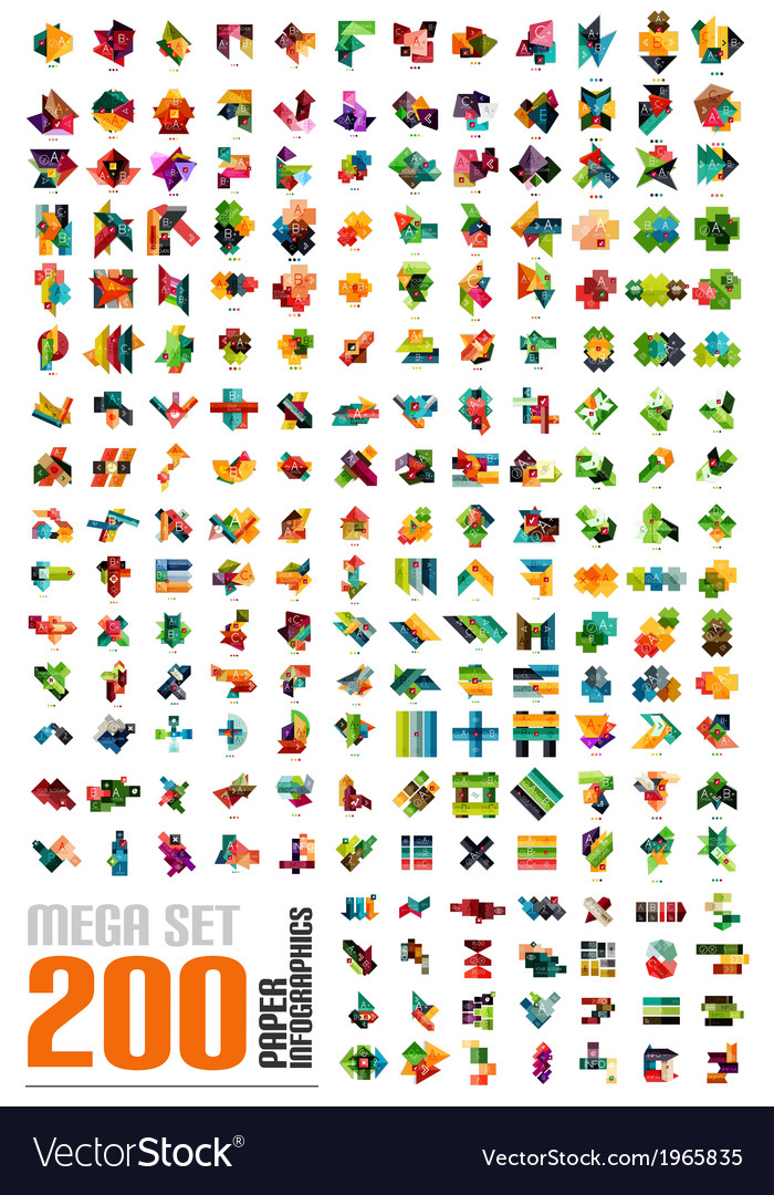 Mega set - infographic templates made of paper