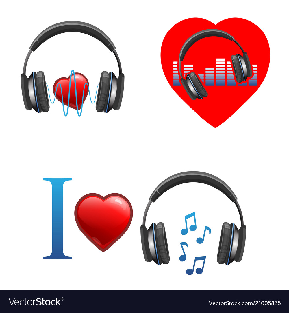 Music themed promo emblems with headphones and Vector Image