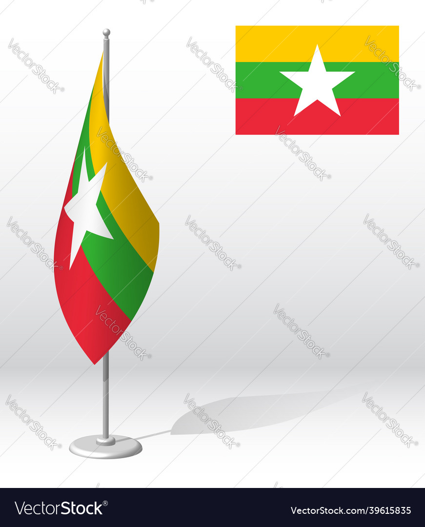 Myanmar flag on flagpole for registration