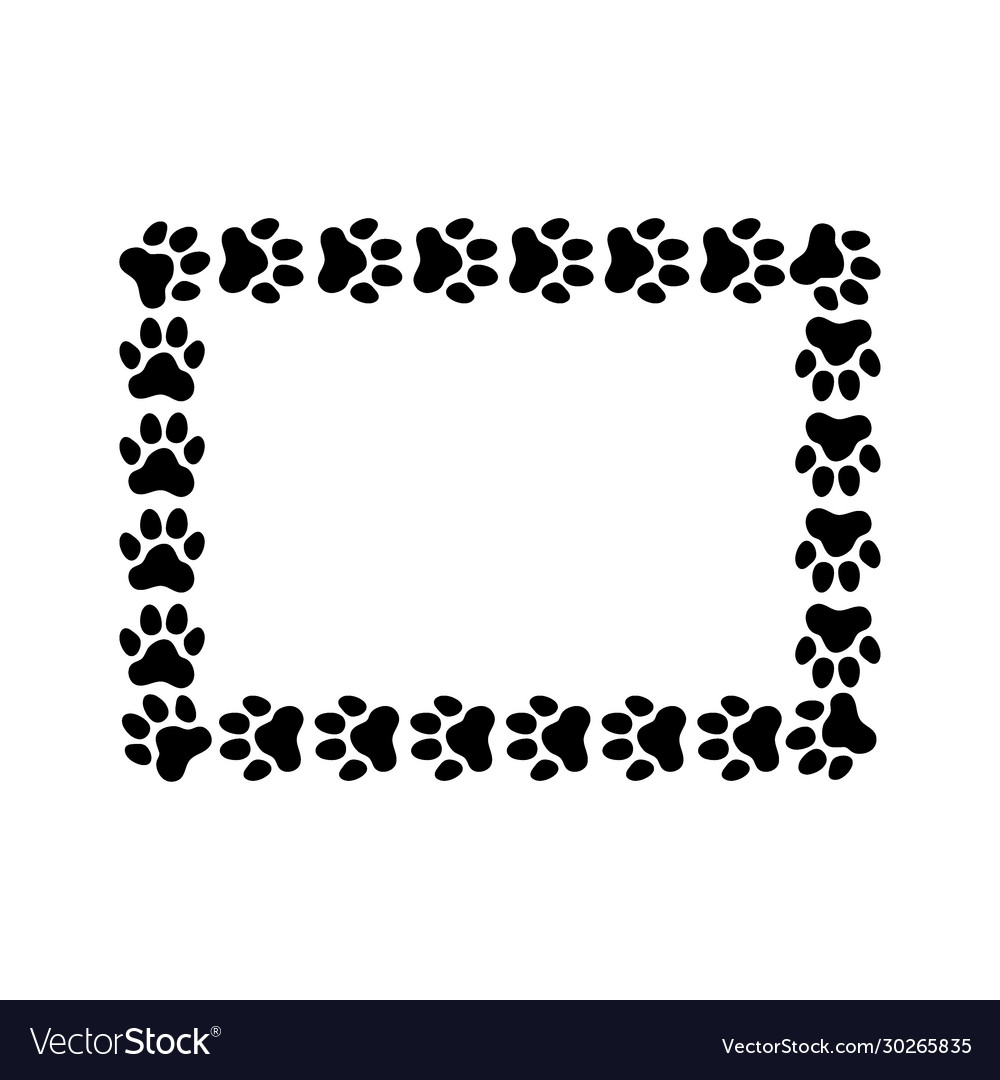 Rectangular frame made paw prints vector image Rectangular frame made paw prints