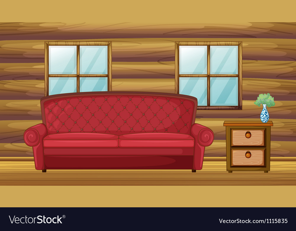 Red Sofa And Side Table Royalty Free Vector Image