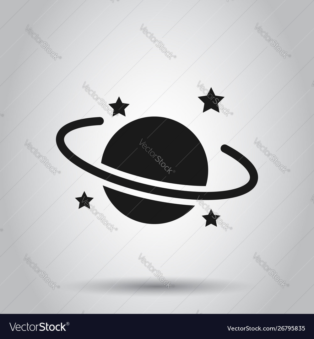 Saturn icon in flat style planet on isolated vector image Saturn icon in flat style planet on isolated