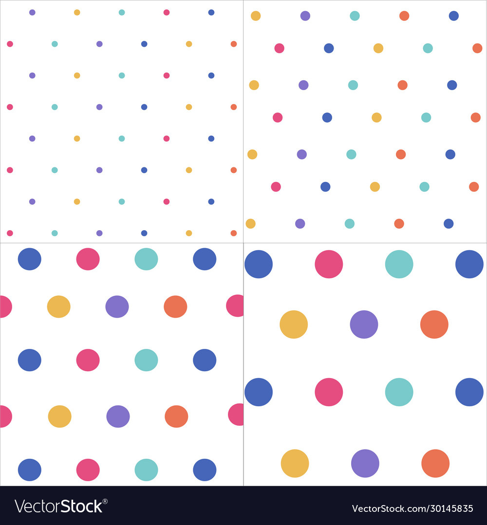 Seamless patterns polka dot set vector image Seamless patterns polka dot set