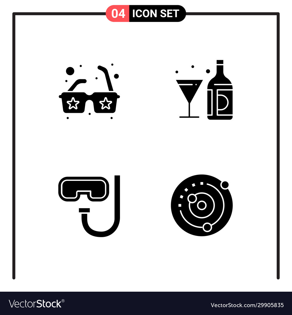 Set 4 solid style icons for web and mobile Vector Image Set 4 solid style icons for web and mobile