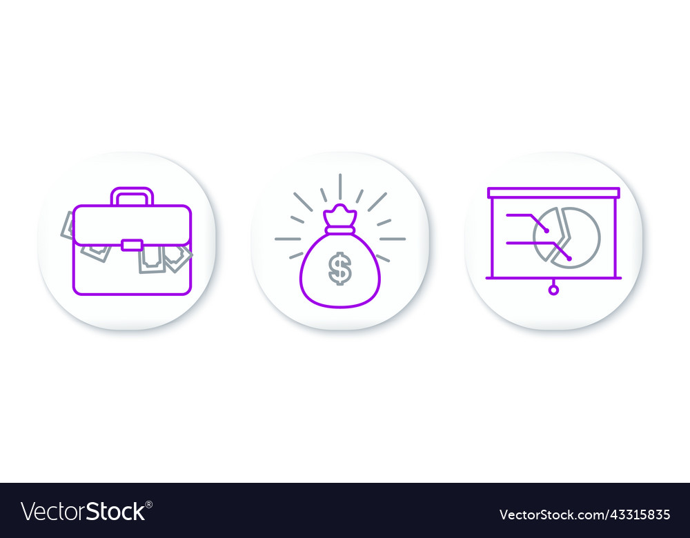 Set line board with graph chart briefcase vector image Set line board with graph chart briefcase