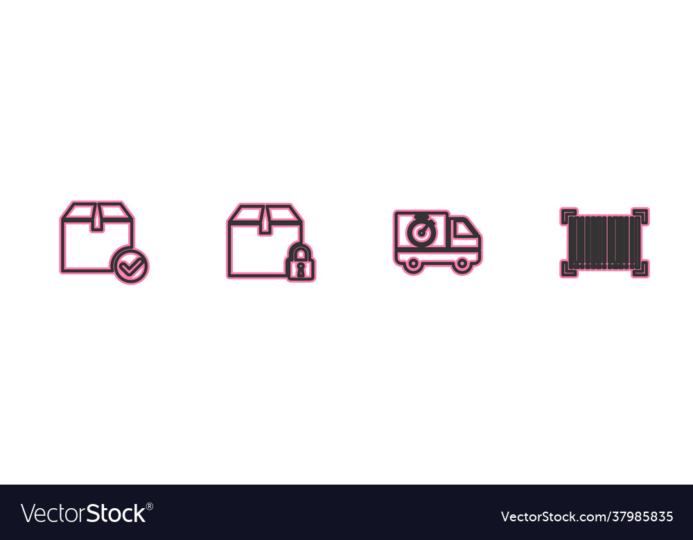 Set line package box with check mark delivery vector image Set line package box with check mark delivery