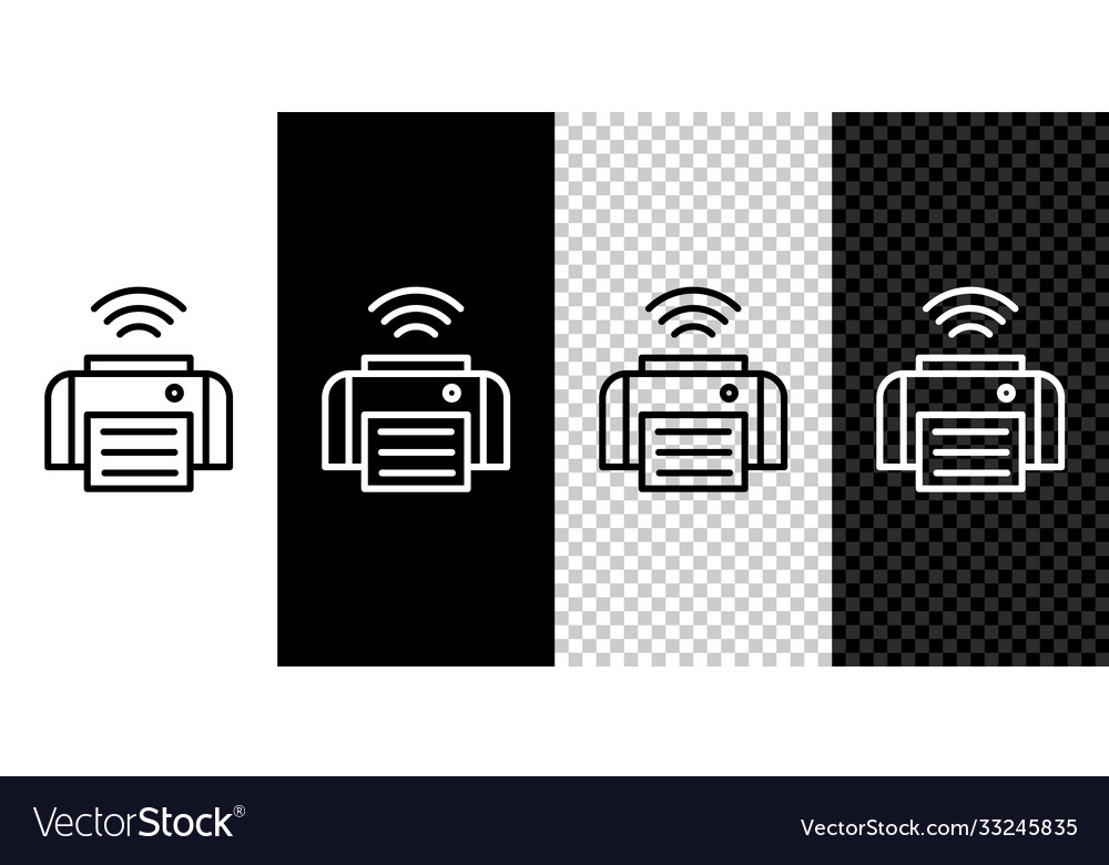 Set line smart printer system icon isolated vector image Set line smart printer system icon isolated