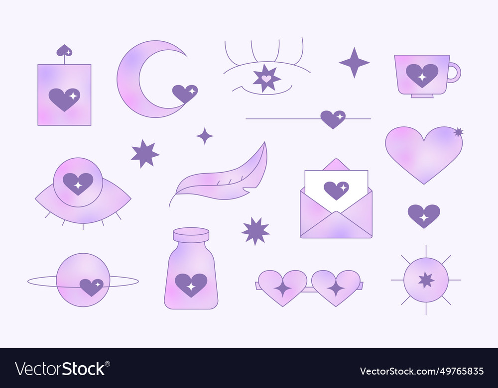 Simple y2k groovy blurred gradient elements set Vector Image Simple y2k groovy blurred gradient elements set