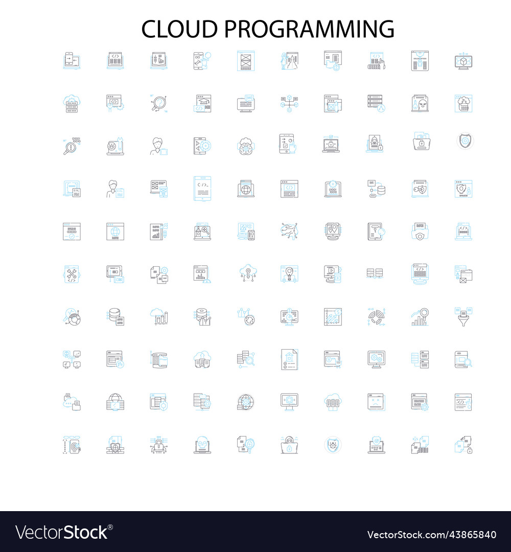 Cloud programming icons signs outline symbols Vector Image