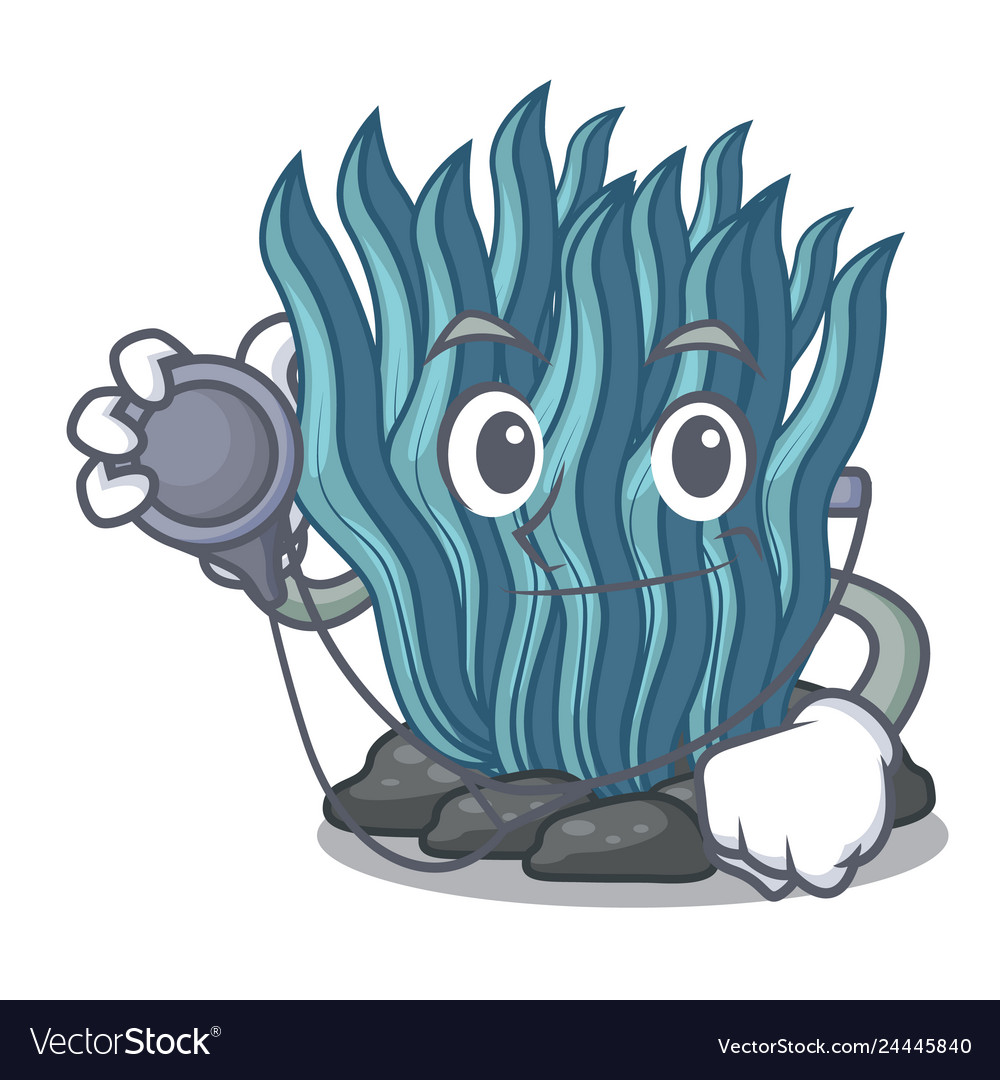 Doctor blue seaweed in the shape mascot