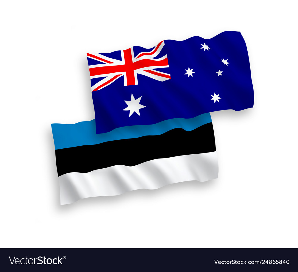 Flags estonia and australia on a white