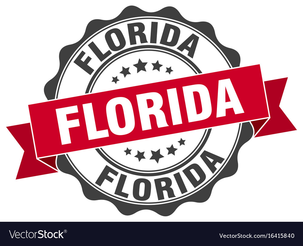 Florida round ribbon seal Royalty Free Vector Image