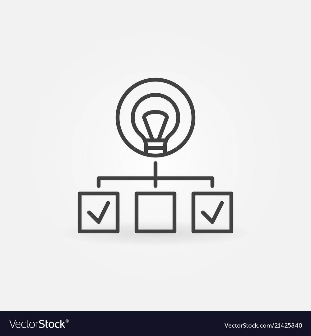 Hierarchy with bulb linear icon start-up outline