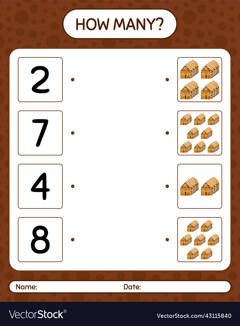 How many counting game with gingerbread cookie Vector Image How many counting game with gingerbread cookie
