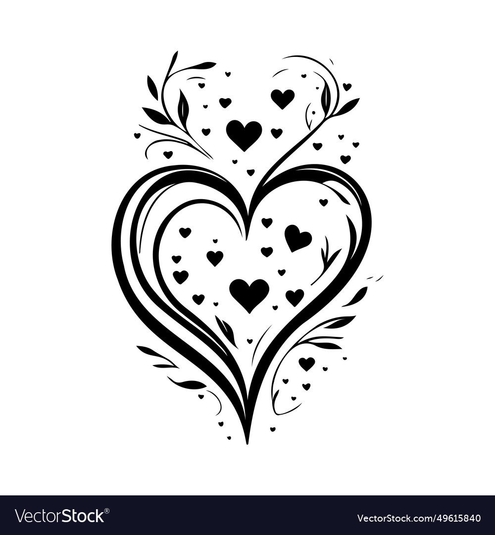 Love heart icon hand draw black valentine logo Vector Image