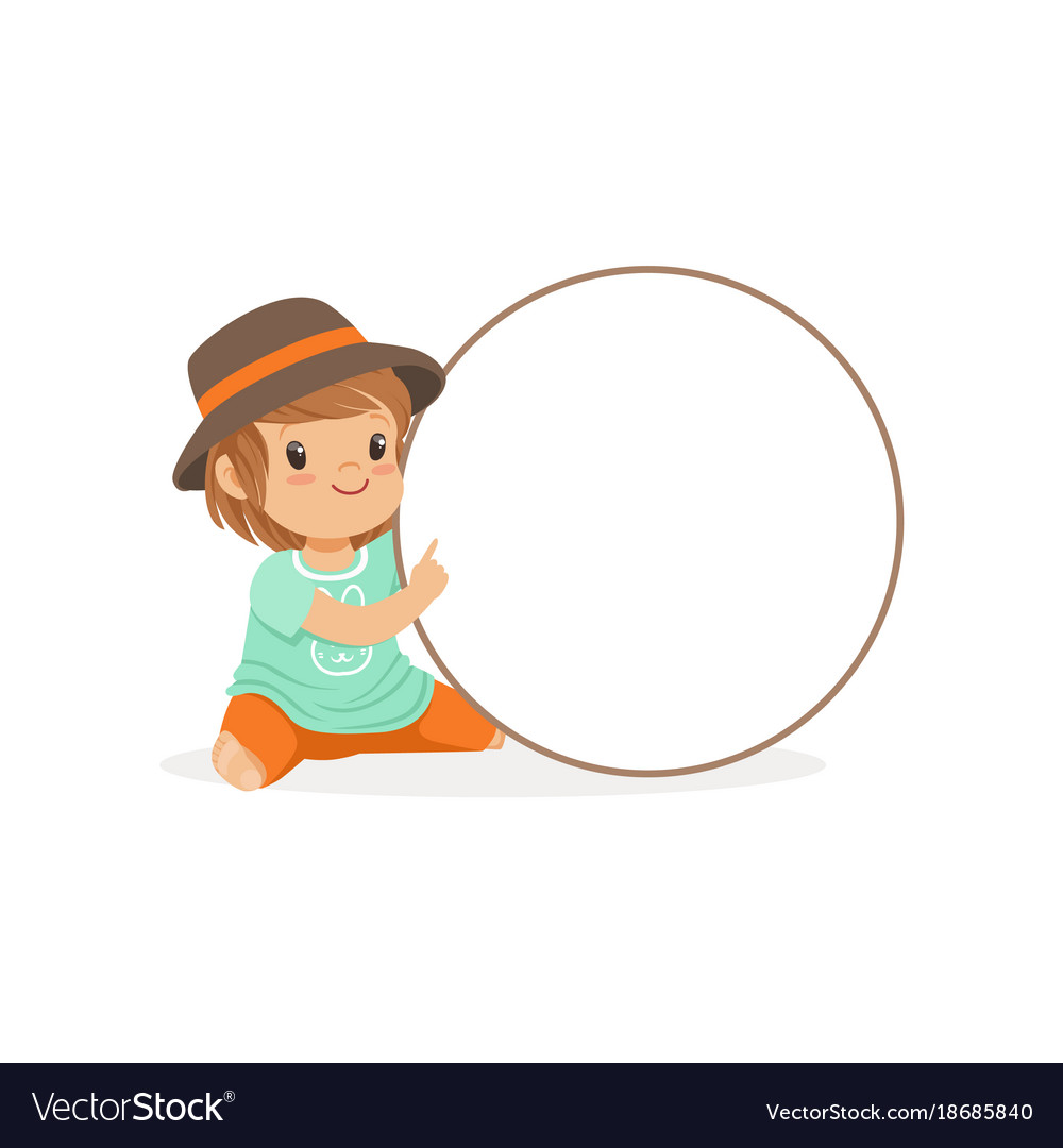 Lovely girl character sitting with white circle