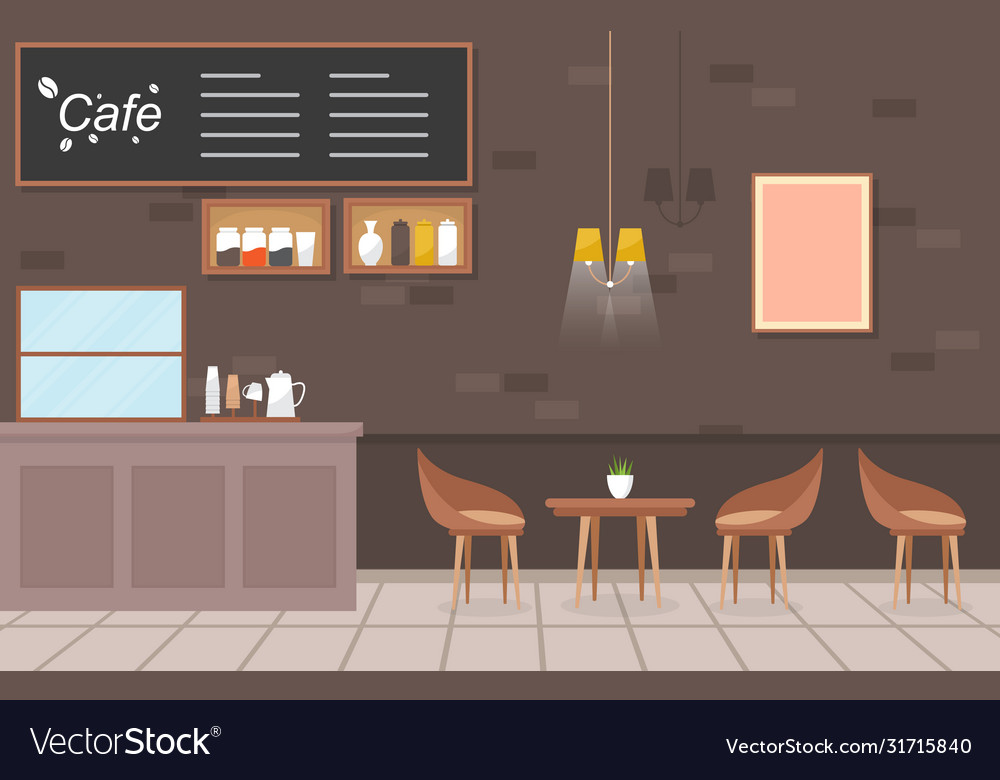 Modern cafe coffee shop interior furniture Vector Image