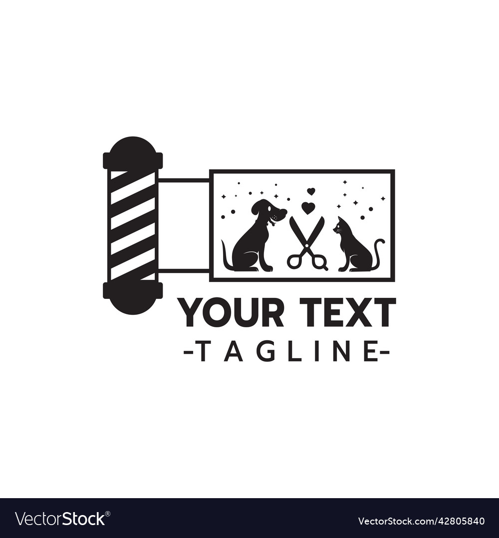 Pet grooming dog and cat silhouette