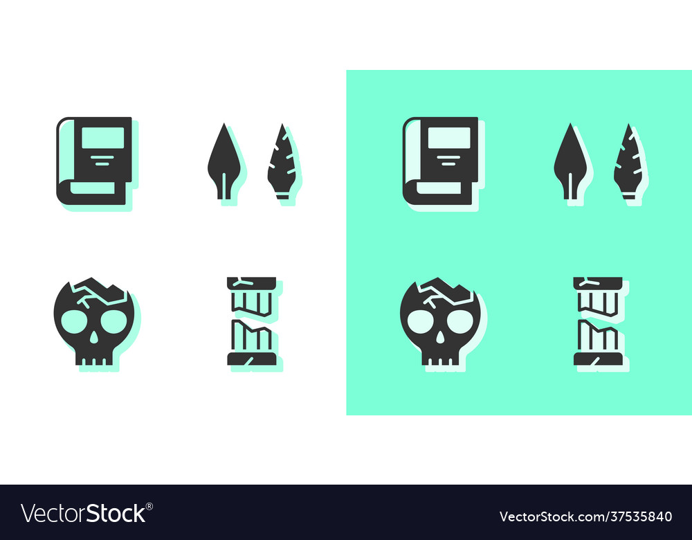 Set broken ancient column history book human