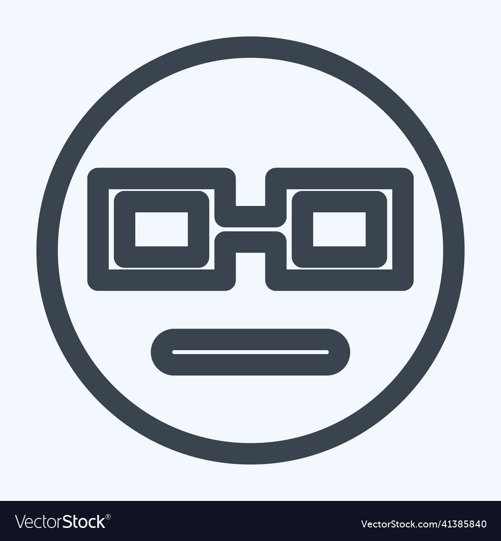 Smiling Geek Emoticon - Line Art