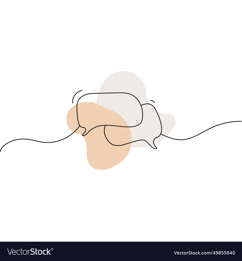 Two speech bubbles continuous one line drawing