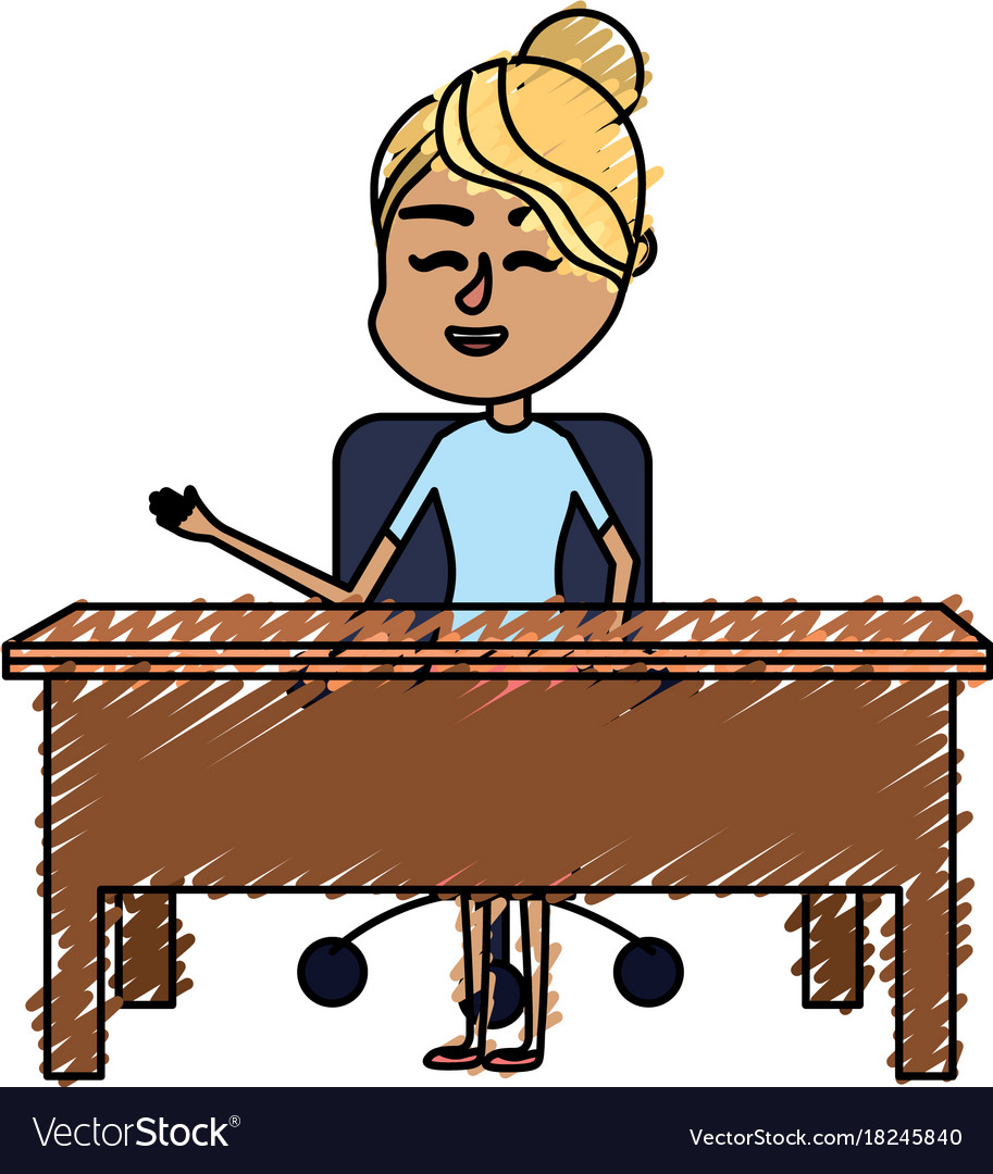 Woman Teacher Sitting And Explaining To The Vector Image