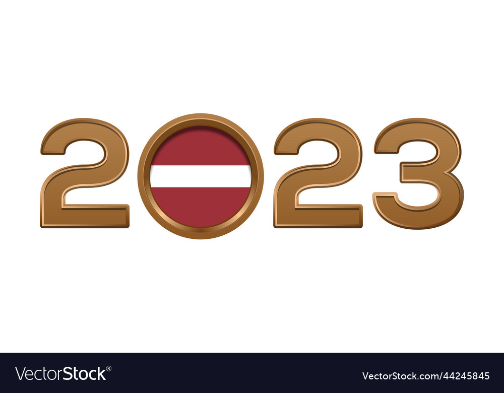 2023 gold number with the flag of latvia inside vector image 2023 gold number with the flag of latvia inside