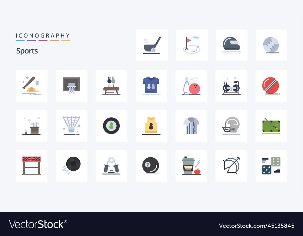 25 sports flat color icon pack