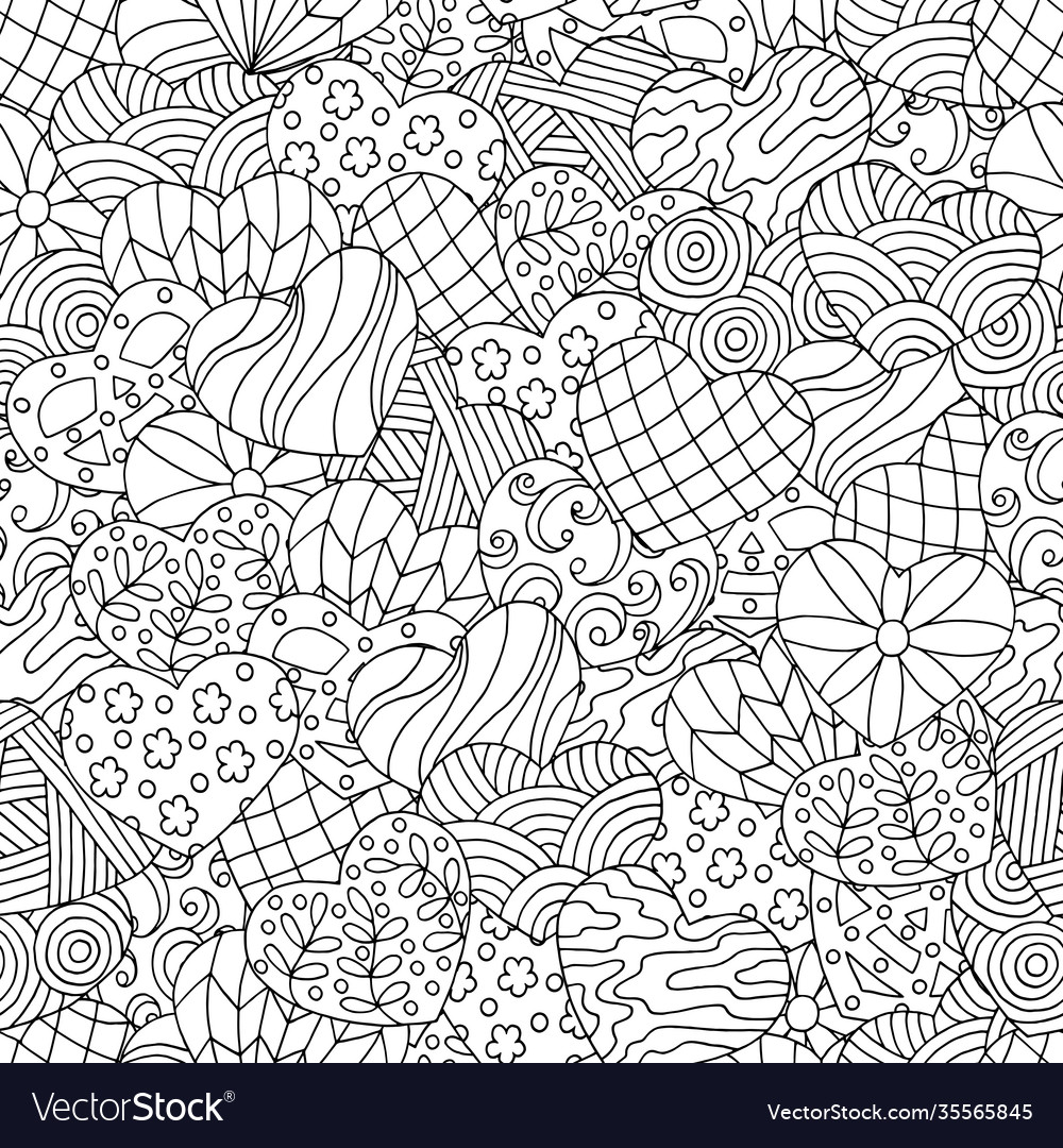 Abstract Heart Pattern - Coloring Page