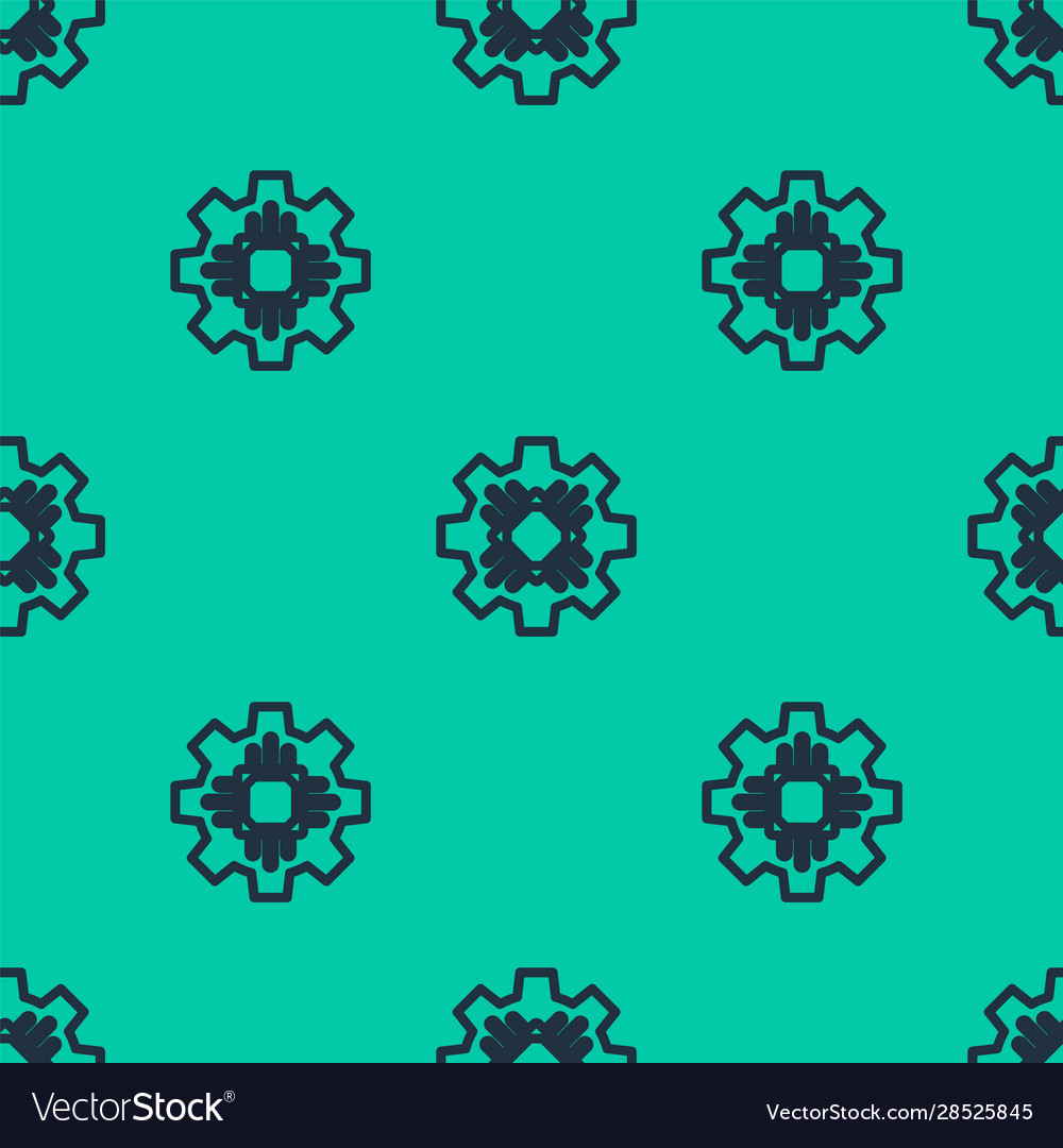 Blue line processor icon isolated seamless pattern vector image Blue line processor icon isolated seamless pattern