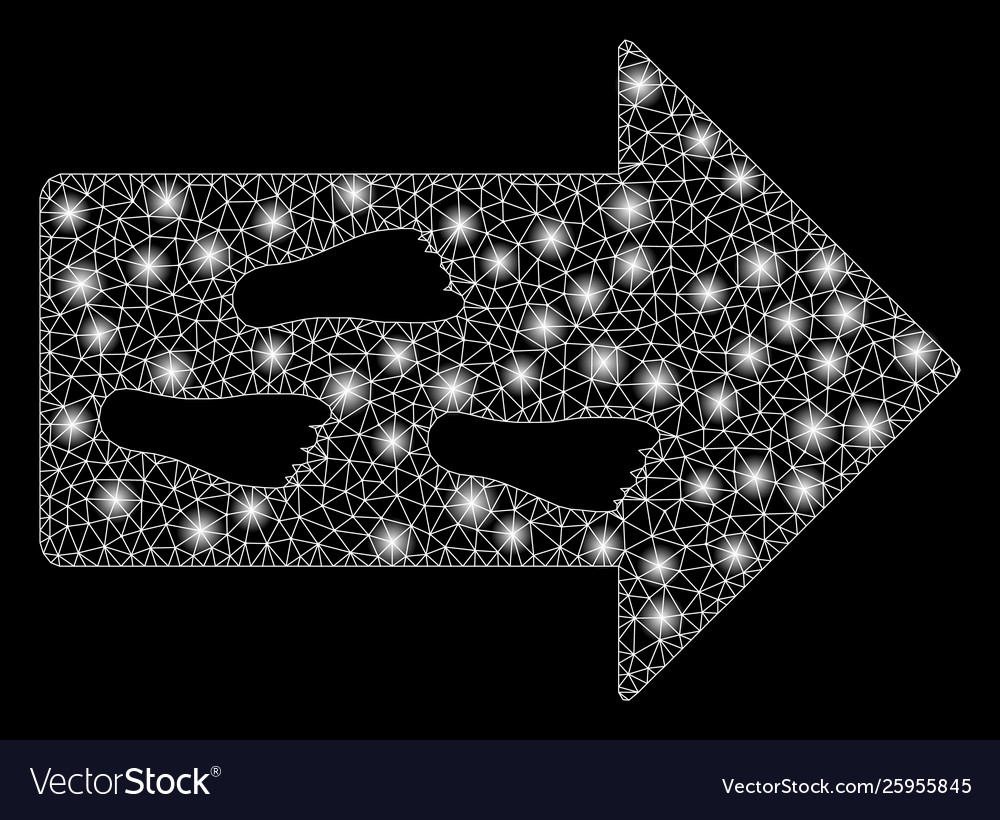 Bright mesh wire frame exit direction with light vector image Bright mesh wire frame exit direction with light