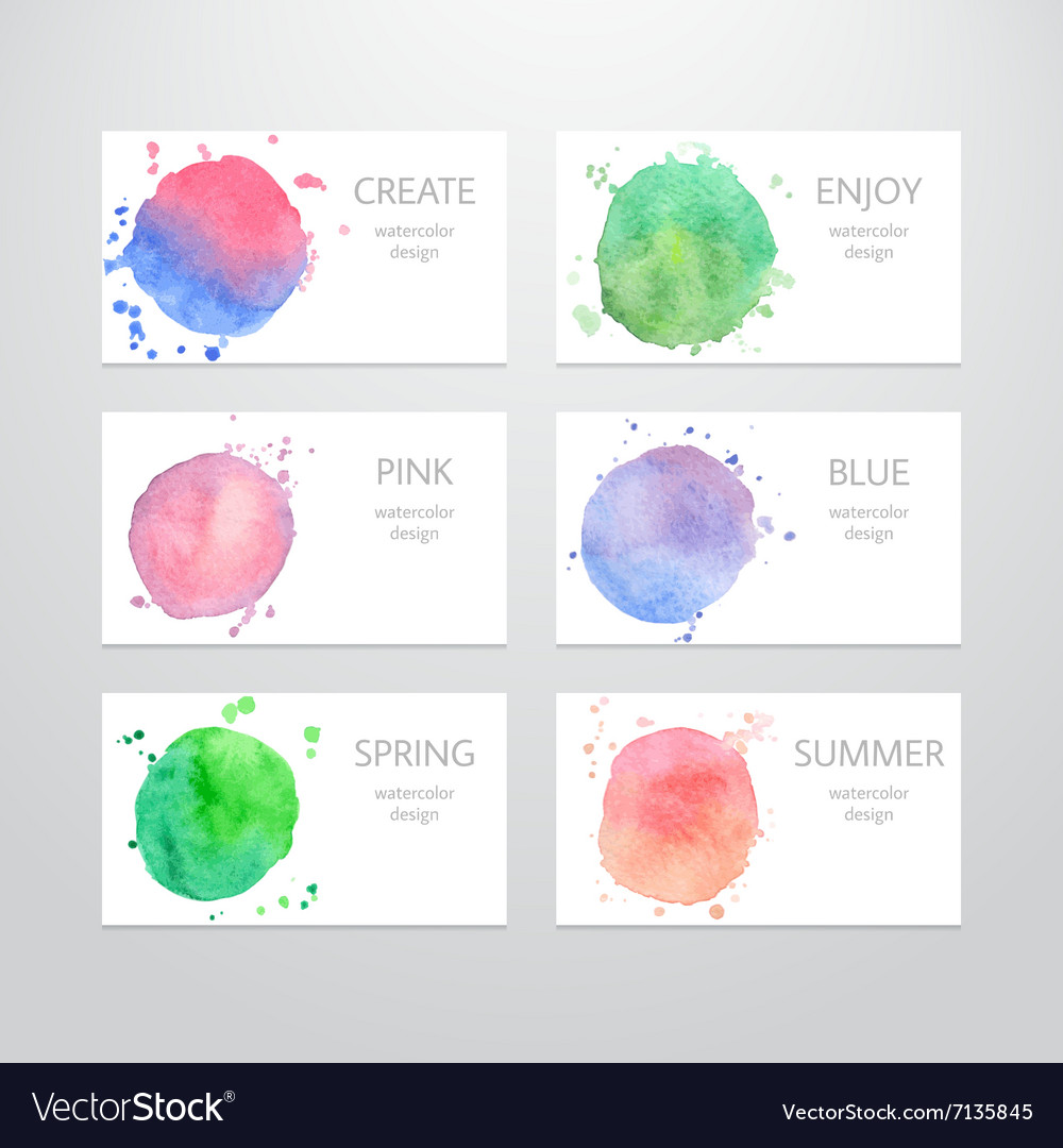 Business card templates with watercolor design