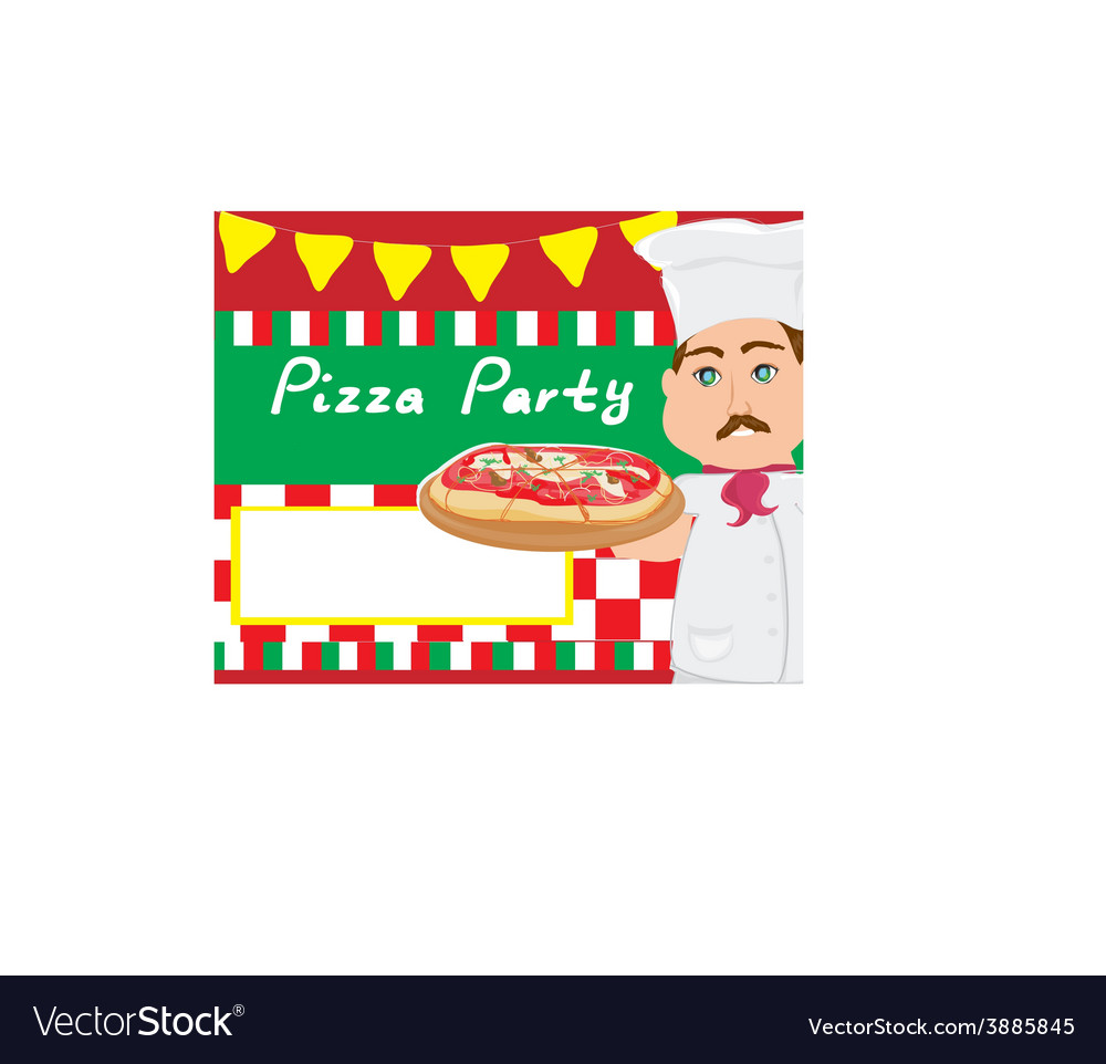 Chef with pizza - abstract card space