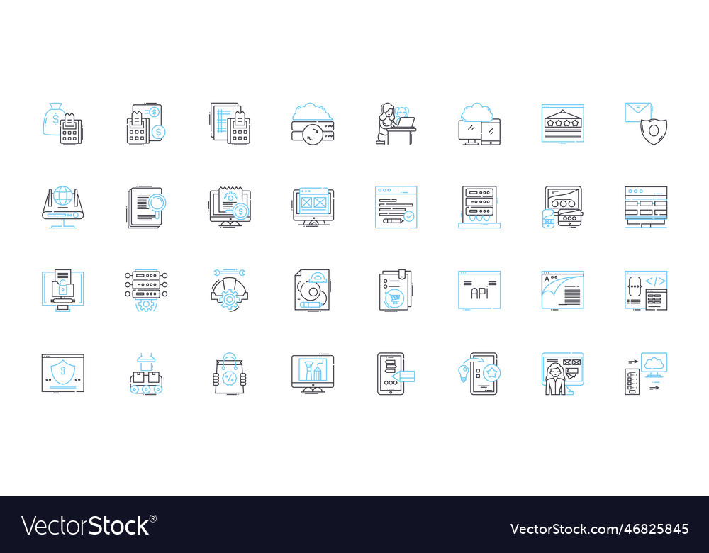 Cloud computing linear icons set infrastructure vector image Cloud computing linear icons set infrastructure