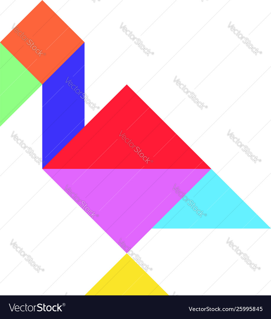 Color tangram puzzle in duck or swan shape vector image Color tangram puzzle in duck or swan shape