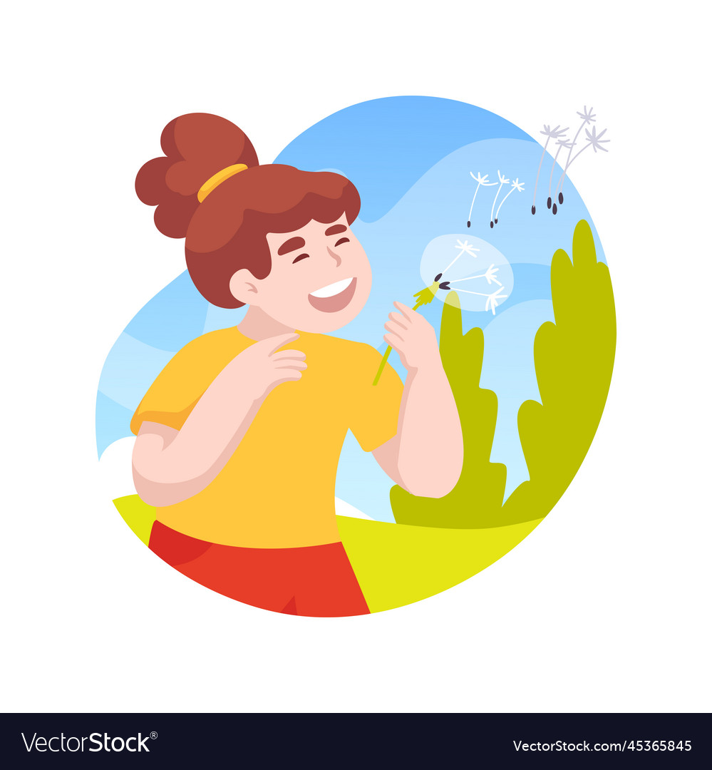 Dandelion wishes isolated cartoon Royalty Free Vector Image