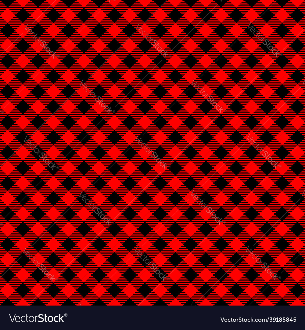 Diagonal red and black buffalo seamless pattern Vector Image Diagonal red and black buffalo seamless pattern
