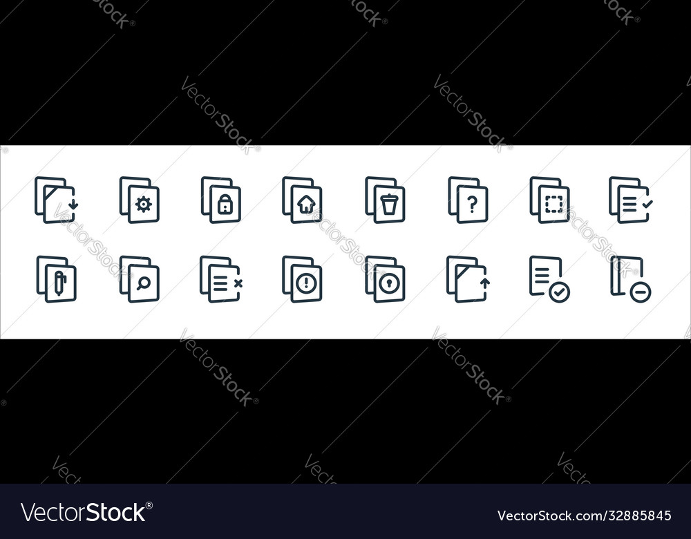 File and archive line icons linear set quality